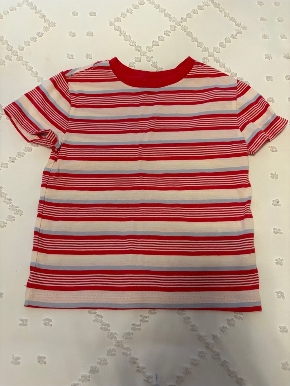 Old Navy Red, White & Light Blue Striped Short Sleeve Tee
